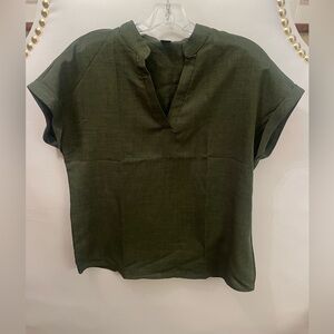 Simply army green collared blouse